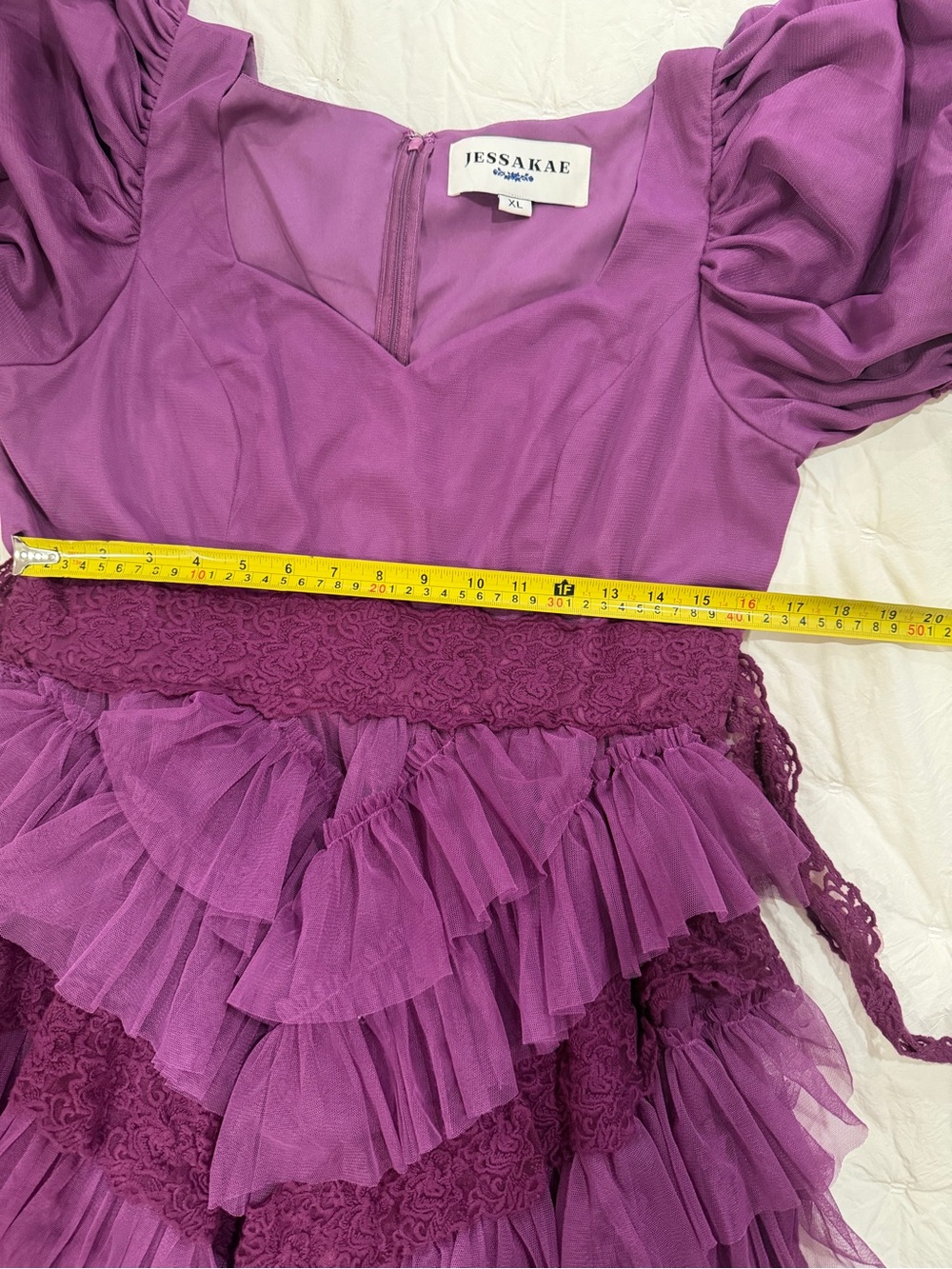 JessaKae Tiered Tulle Maxi Dress XL Plum Fairycore Renaissance    Regencycore - Picture 11 of 11